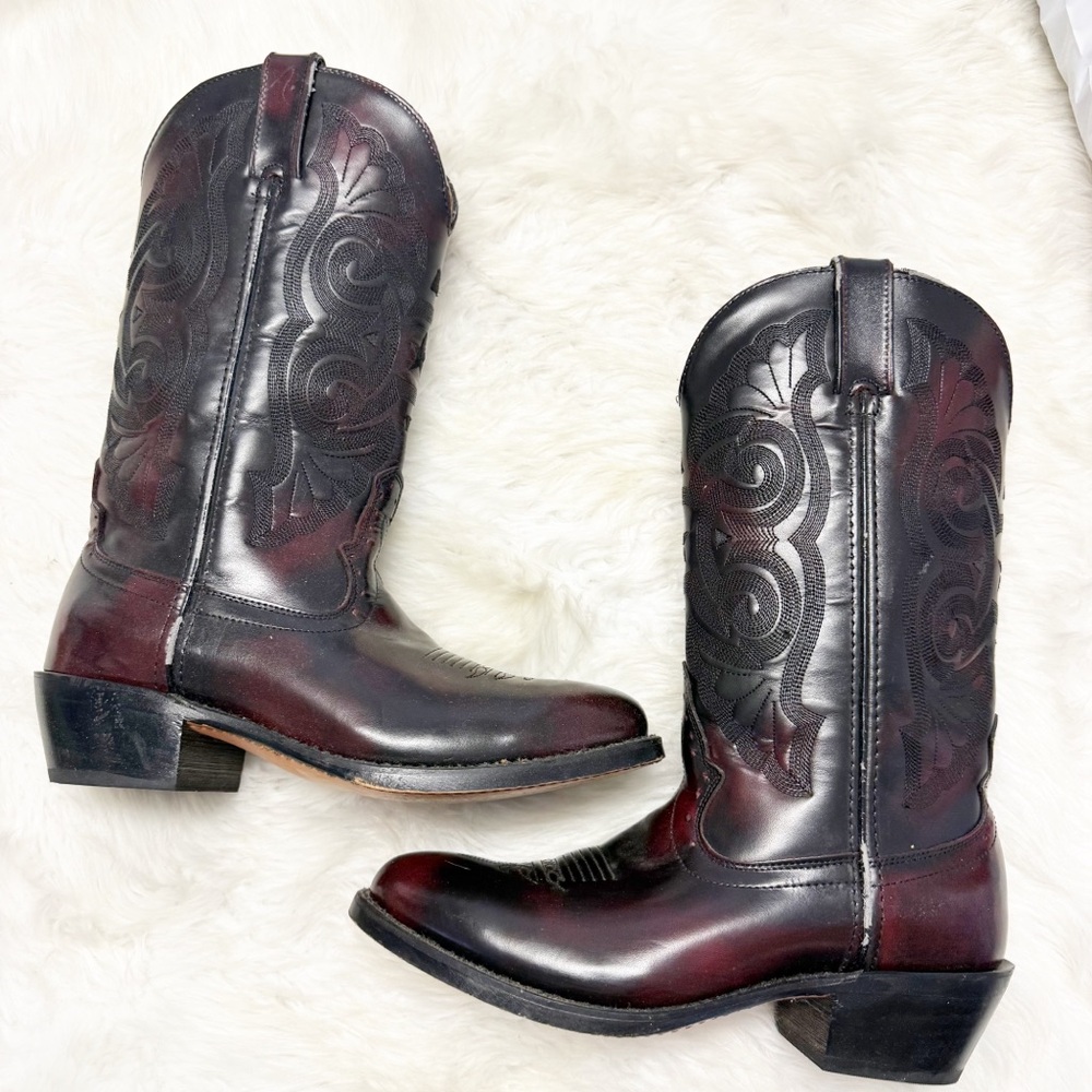Roadwolf Western Cowboy Boots Burgundy Black Leather Women’s 7.5M